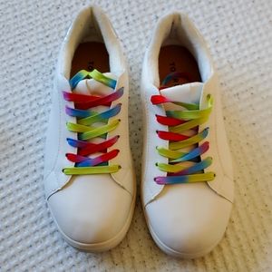 White Faux Leather & Colorful Lace Sneaker (WW)